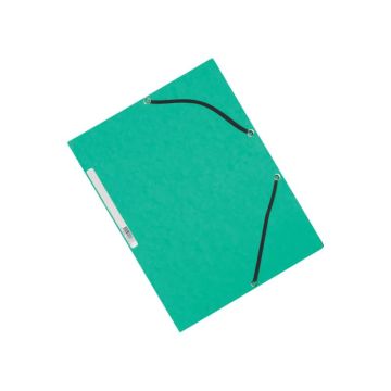 Cartellina a 3 lembi con elastico Q-Connect 24,3x32 cm cartoncino manilla 375 g/m² verde - KF02168