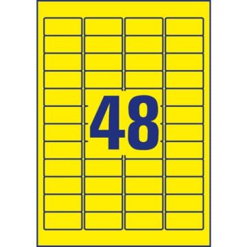 Etichette permanenti in poliestere Avery 45,7x21,2 mm giallo Laser 48 et./foglio Conf. 20 fogli - L6103-20