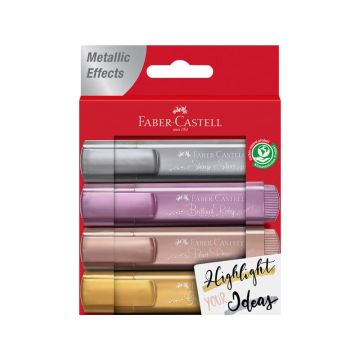 Evidenziatori Textliner 46 tratto 1-2-5 mm Faber-Castell metallic assortiti - conf. 4 pezzi - 154640