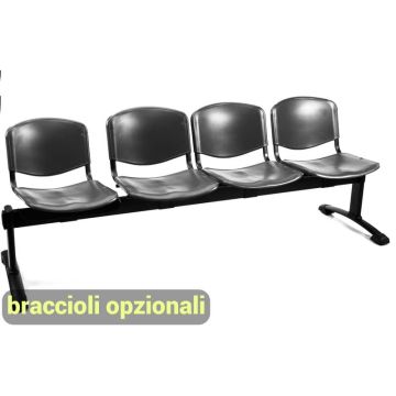 Panca 4 posti attesa Unisit Dado D5P4P - PPL nero D5P4P/NE