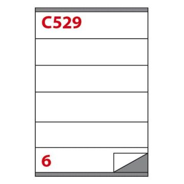 Etichette bianche Copiatabu C529 laser/inkjet - 6 et./foglio - conf. 100 fogli Markin 210x48 mm - X210C529