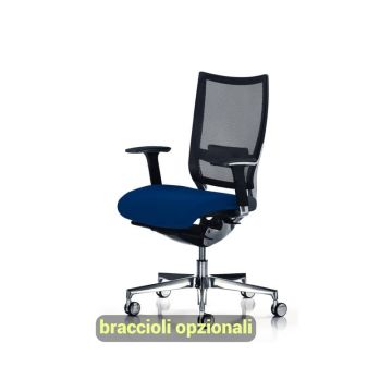 Sedia semidirezionale girevole Unisit Concept COT - schienale in rete - rivestimento fili luce blu - COT/F11