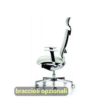 Sedia semidirezionale girevole Unisit Concept COTPG ergonomica con poggiatesta rivestimento pelle bianco - COTPG/PQ