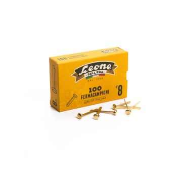 Fermacampioni Dell'Era in acciaio testa bombata N.8 38 mm ottone scatola da 100 pz. - FC8