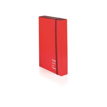 Cartella a 3 lembi con elastico piatto BREFIOCART NEW COLOR 25x35 cm dorso 10 cm arancio - 0221301.AR