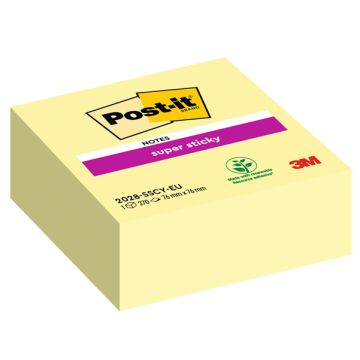 Foglietti riposizionabili Post-it Cubo Super Sticky Notes 76x76 mm 270 ff Giallo Canary  2028-SSCY-EU