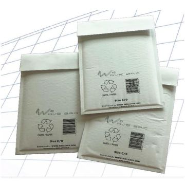 Busta imbottita WeWave in carta kraft, imbottitura carta onda 15x21,5 cm bianco - conf. 10 buste - WW150215