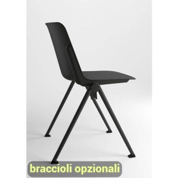 Sedia visitatore in PPL 4 gambe Plus Unisit nero PLVP/NE