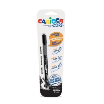 Penne cancellabili Carioca OOPS con inchiostro termosensibile punta M 0,7 mm nero - 43036/01