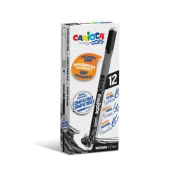 Penne cancellabili Carioca OOPS con inchiostro termosensibile M 0,7 mm conf. da 12 pz nero - 43039/01