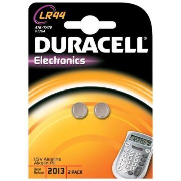 BLISTER 2 PILE ALCALINE DURACELL 1,5V 150mAh (LR44)
