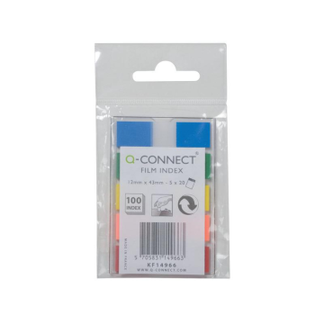 Segnapagina Q-Connect neon 12x43 mm 5 colori trasparenti blister 5 blocchetti da 20 - KF14966