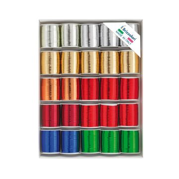 Rocche di nastro 6870 - colori assortiti metal - 10 mm x 10 mt - colori assortiti - Brizzolari - conf. 25 pezzi