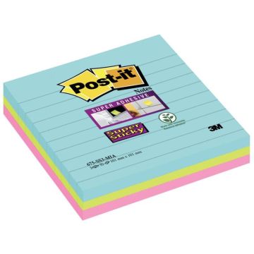 Foglietti riposizionabili Post-it Super Sticky Miami a righe assortiti conf. 3 blocchetti da 70 ff - 675-3SSMIA