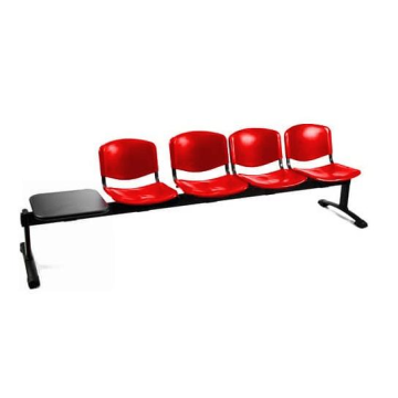 Panca 4 posti attesa Unisit Dado D5P4PT con tavolino - PPL rosso D5P4PT/RO