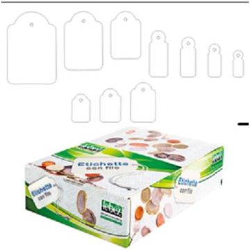 Etichette con filo Lebez - 9x24mm - bianco 1000 etichette con filo A384