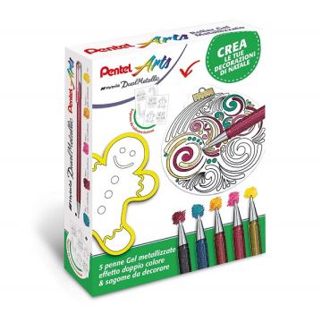 Pentel Kit Hybrid Dual Metallic K110 effetto doppio colore & sagome da colorare