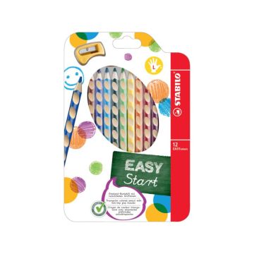 Matite colorate Stabilo EASYcolors per mancini assortiti astuccio da 12 - 331/12