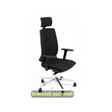 Sedia operativa girevole Unisit Larissa LR1SB con poggiatesta - rivestimento pelle nero - LR1SB/PN