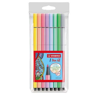 Pennarelli Stabilo Pen 68 tratto 1 mm conf. 8 colori assortiti Pastel EO68/8-01