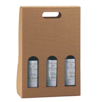 Scatola bottiglie Onda avana - 3 bottiglie - 270 x 90 x 385 mm - Scotton