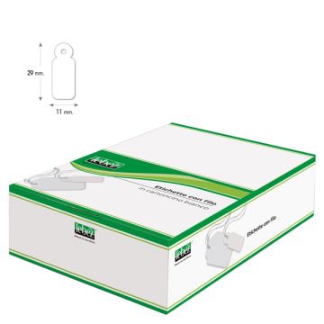 Etichette con filo A385 - 11x29 mm - bianco - Lebez - conf. 1000 pezzi
