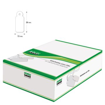 Etichette con filo A386 - 13x34 mm - bianco - Lebez - conf. 1000 pezzi