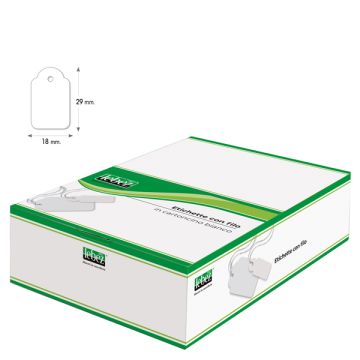 Etichette con filo A389 - 18x29 mm - bianco - Lebez - conf. 1000 pezzi