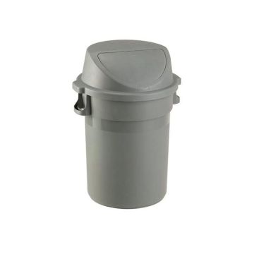 MEDIALINTERNATIONAL Bidone Maxipush - diametro 55,5 cm - altezza 78 cm - PPL - 80 L - grigio - Medial International