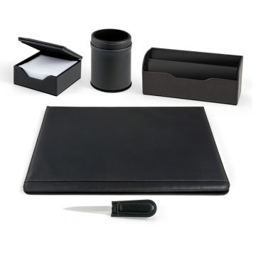 Set scrivania William in sintetico - 5 componenti - nero - Niji Italiana