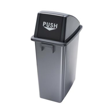 MEDIALINTERNATIONAL Contenitore Office - con coperchio push - per rifiuto secco - 33x46x79 cm - 60 L - grigio/nero - Medial International