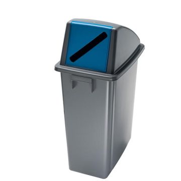 MEDIALINTERNATIONAL Contenitore Office - con feritoia per carta - 33x46x79 cm - 60 L - grigio/blu - Medial International