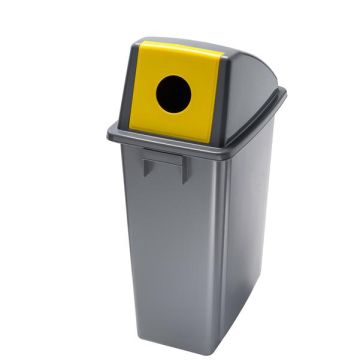 MEDIALINTERNATIONAL Contenitore Office - con foro per bottiglie - 33x46x79 cm - 60 L - grigio/giallo - Medial International