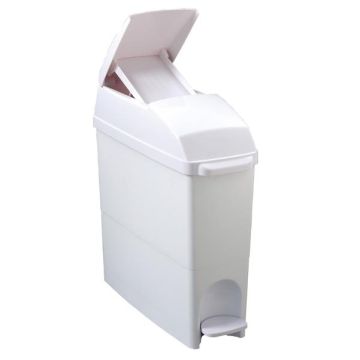 MEDIALINTERNATIONAL Contenitore igienico a pedale - 17x43x48 cm - coperchio blocca sacco - 18 L - bianco - Medial International
