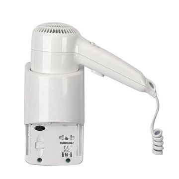 MEDIALINTERNATIONAL Asciugacapelli da hotel Yul Basic - aggancio laterale con presa - 20x10x22,1 cm - 1200 W - 220/240 V - ABS - bianco - Medial International