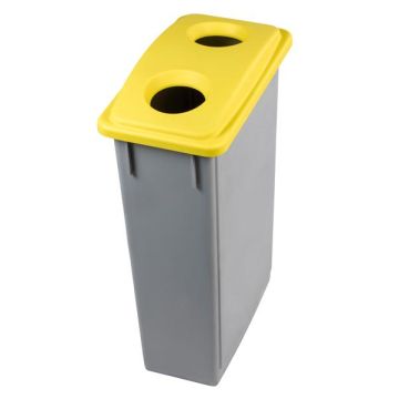 MEDIALINTERNATIONAL Contenitore Office - con coperchio per bottiglie e lattine - 90 L - grigio/giallo - Medial International