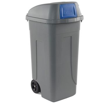 MobilPlastic Bidone mobile Push - con coperchio - 49x54x95 cm - 100 L - grigio/blu - Mobil Plastic