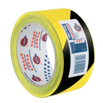 Nastro di sicurezza Eurocel nero/giallo in PVC - 50 mm x 66 m - 1000000398