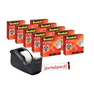 Dispenser C60 per nastro adesivo Scotch Crystal 600 nero + 10 rotoli 19 mm x 33 m - 6-1933R10TPC