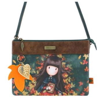 Gorjuss - Borsa a tracolla doppia tasca - Foglie d'autunno. cm. 26x19x2.5