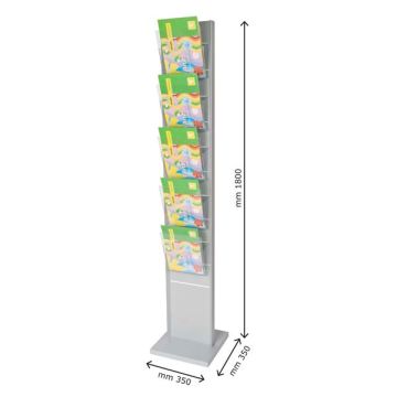 STUDIO T Portadepliant da terra con 10 Tasche A4 H180cm - Torretta bifacciale