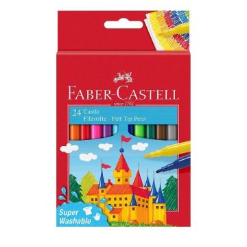 Pennarelli Faber-Castell Castello Superlavabili punta fine 3 mm assortiti astuccio in cartone 24 pezzi - 554202
