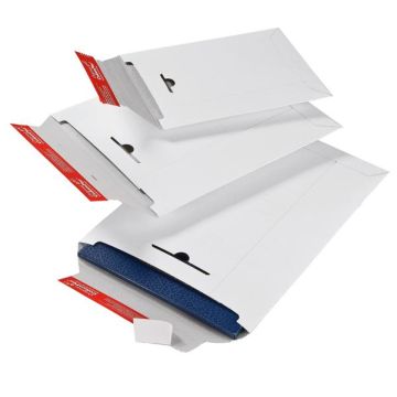 Busta a sacco - in cartone - chiusura autoadesiva - bianco - 260 x 345 x 30 mm - Colompac