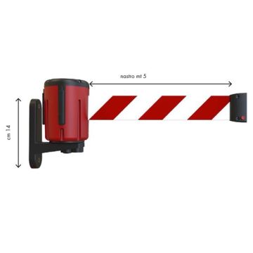 Kit testina Rondo Tensa - nastro estensibile 5 mt - rosso / bianco - con fissaggio a muro - Studio T