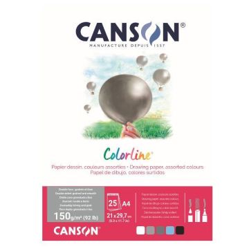 Album da disegno Canson Colorline A4 150 g/m 25 fg. Assortimento Aria C31074P004