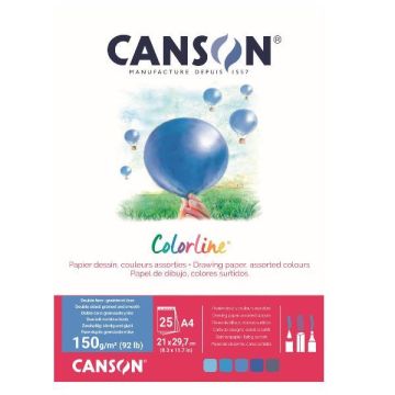 Album da disegno Canson Colorline A4 150 g/m 25 fg. Assortimento Acqua C31074P002