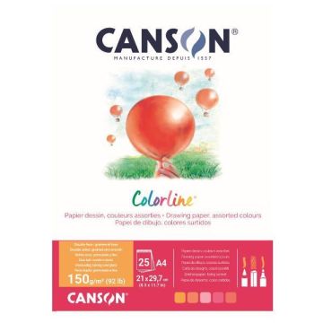 Album da disegno Canson Colorline A4 150 g/m 25 fg. Assortimento Fuoco C31074P001