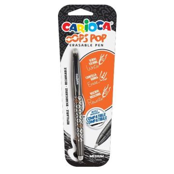 Penna cancellabile Carioca Oops Pop punta media 0,7 mm nero 41044/01