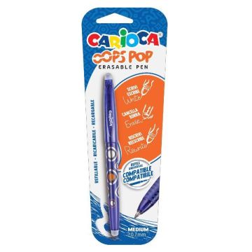 Penna cancellabile Carioca Oops Pop punta media 0,7 mm blu 41044/02