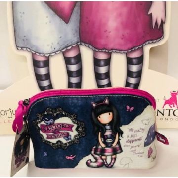 Gorjuss - Busta trousse porta accessori con zip- Cheshire cat. Santoro